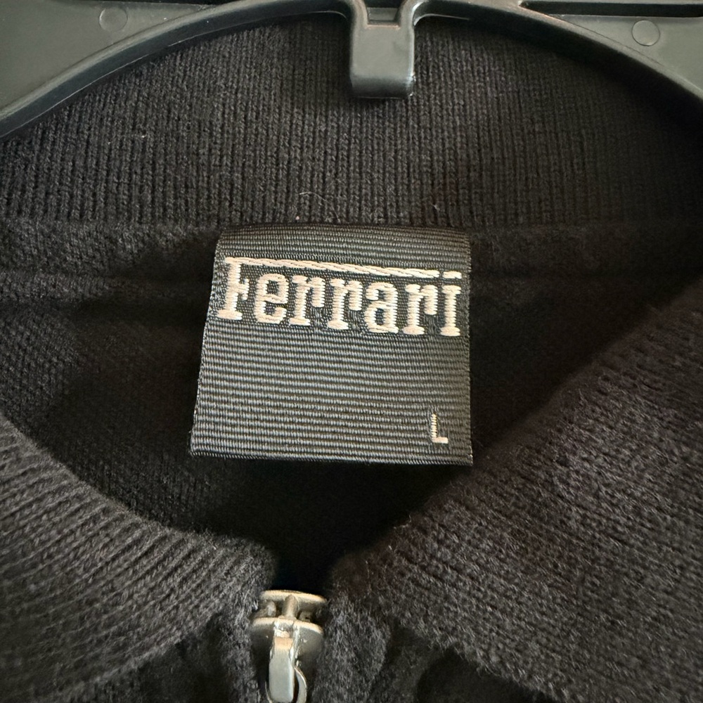 Ferrari Black Short Sleeve Zip Polo Shirt Men’s Size Large A927 - Picture 3 of 10